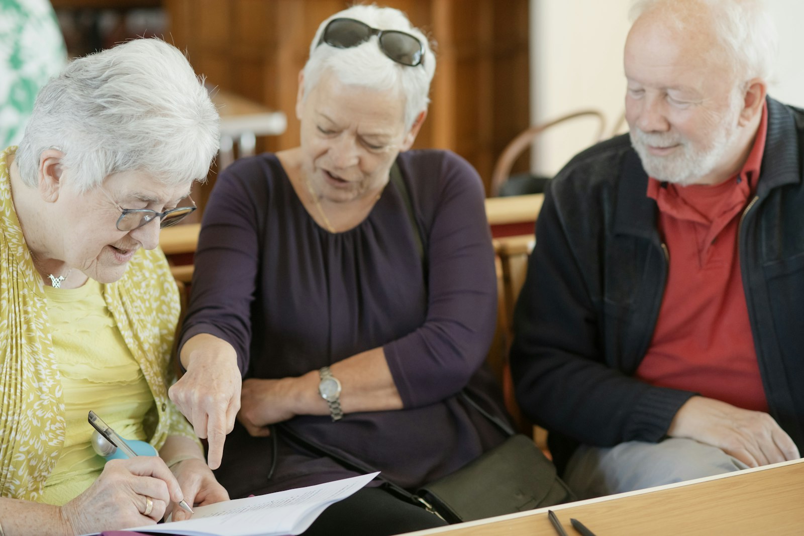 Family members reviewing probate paperwork together